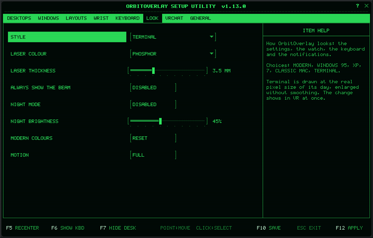 Settings › Look in the Terminal style, with Style and Motion