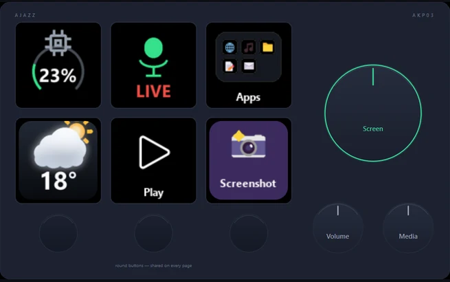 The dock in the configurator with the big knob selected